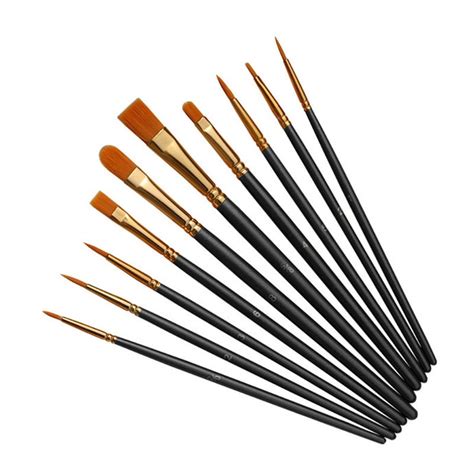 Milue 10pcs Set Watercolor Oil Acrylic Artist Paint Brushes Nylon Hair