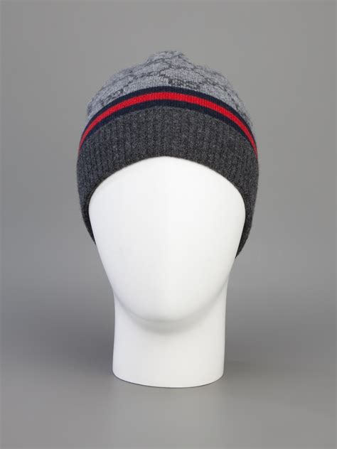 Gucci Monogram Beanie Hat in Gray - Lyst