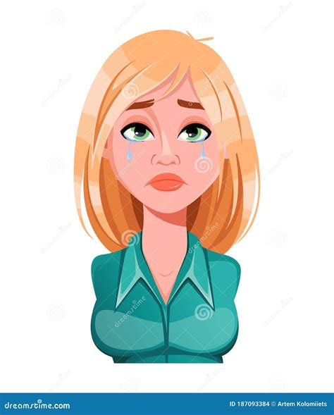 Crying Woman Face Cartoon