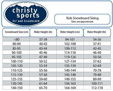 Women S Snowboard Size Chart