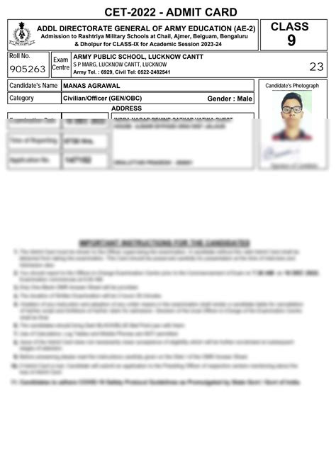 SOLUTION Rashtriya Military School Admit Card 2023 24 Studypool