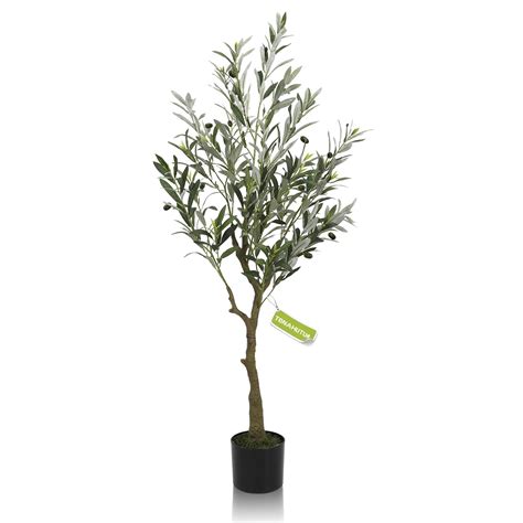 TONAHUTU Artificial Olive Tree, 4FT Fake Olive Plant in Pot Large Faux