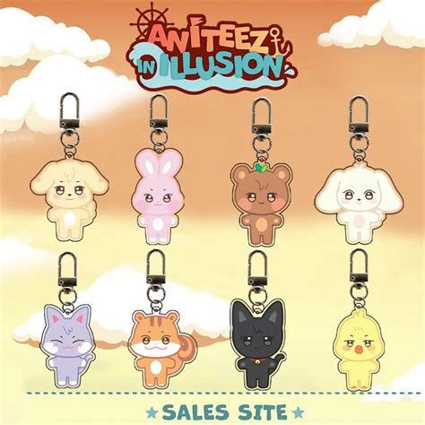 Kpop ATEEZ Cartoon Keychain Albums ANITEEZ Key Chain Hongjoong Seonghwa