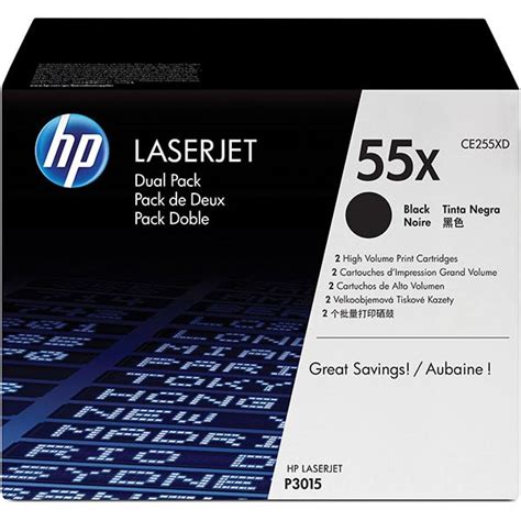 HP 55X (CE255XD) Black High Yield 2-pack Original LaserJet Toner ...