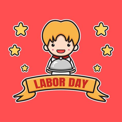 Premium Vector | Cute labor day poster celebration cartoon icon ...