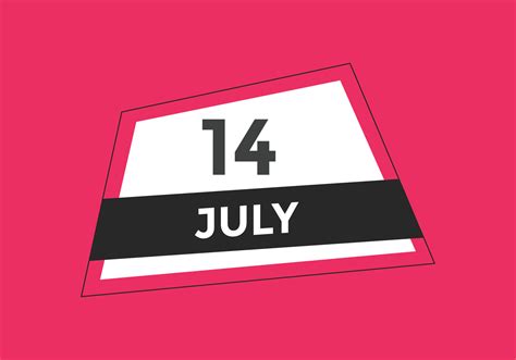 july 14 calendar reminder. 14th july daily calendar icon template ...