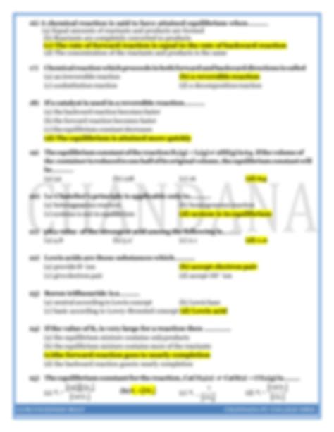 SOLUTION Chemical Equilibrium Mcqs Studypool