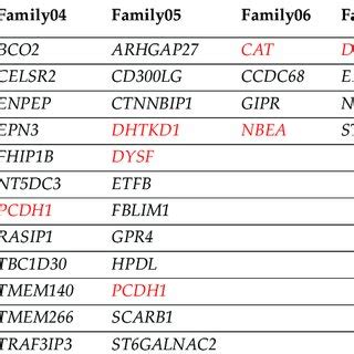 Genes That Contained Filtered Variants Identified In Affected