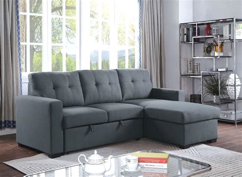 Gray Microfiber Sectional Sofa Bonaventura Sm Gy Foa Transitional