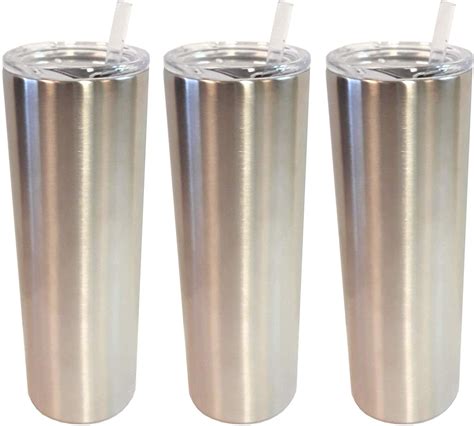 Silver Stellar 20 Oz Skinny Steel 3 Pack Double Wall Stainless Tumbler