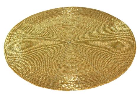 Gold Glass Bead Polyester Beaded Placemat Size 12 X 12 Inch At Rs