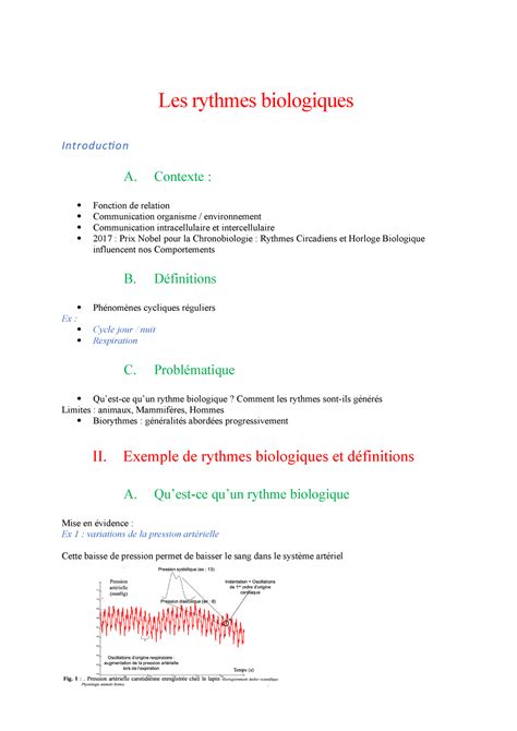 Chapitre 9 Les Rythmes Biologiques Les Rythmes Biologiques