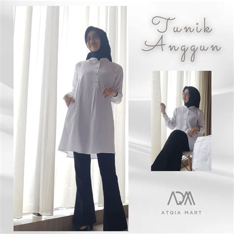 Jual Atasan Tunik Wanita Kancing Depan Pns Seragam Putih Baju Kerja Pns