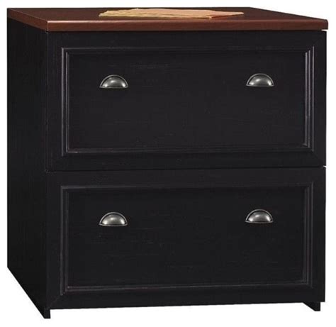 Bowery Hill 2 Drawer Lateral File Cabinet In Black And Cherry