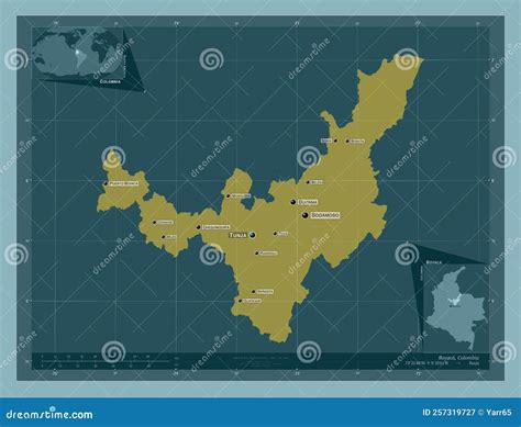 Boyaca Colombia Solid Labelled Points Of Cities Stock Illustration