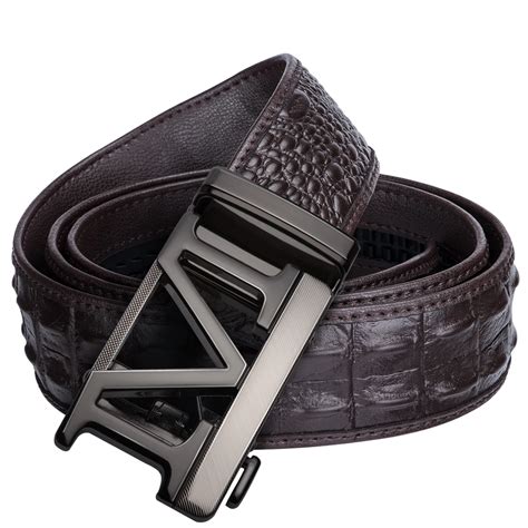 Hi Tie Brown Leather Coffee Mens Belt Luxury Crocodile Designer