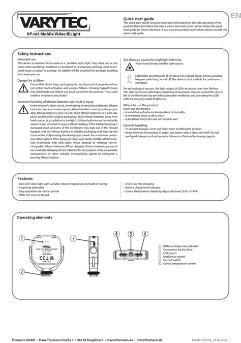 Varytec Vp M5 Quick Start Manual Pdf Download Manualslib