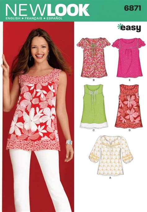 New Look Ladies Easy Sewing Pattern 6871 Summer Tops And Blouses Sewing Patterns Top Sewing