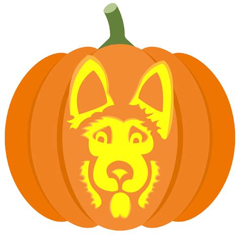 Shepherd Dog Pumpkin Stencil | Free Printable Papercraft Templates