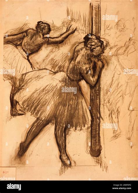 Edgar Degas Drawing Dancer Leaning On A Column Charcoal On Paper