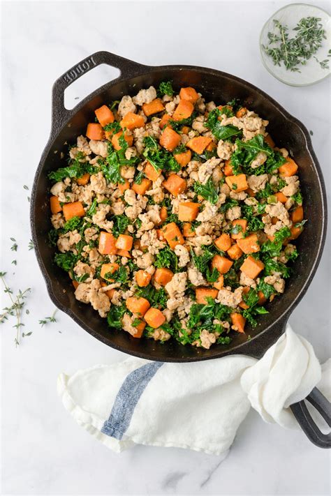 Anti-histamine Turkey, Kale & Sweet Potato Skillet - Dr Becky Campbell
