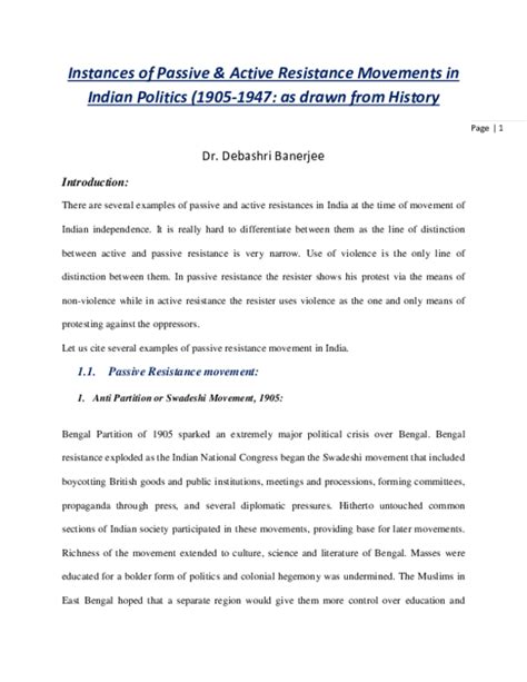 (DOC) Indian Resistance Movement: Historical Examples