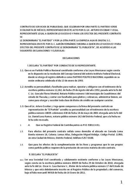 Contrato De Servicios De Publicidad Word Pdf