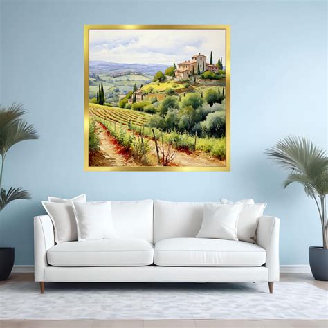 Tuscany Village Landscape of Toscana Italy Wall Art of Sunny Day in ...