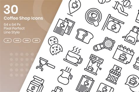 Coffee Shop Icons Line Graphic By Kmgdesignid Creative Fabrica