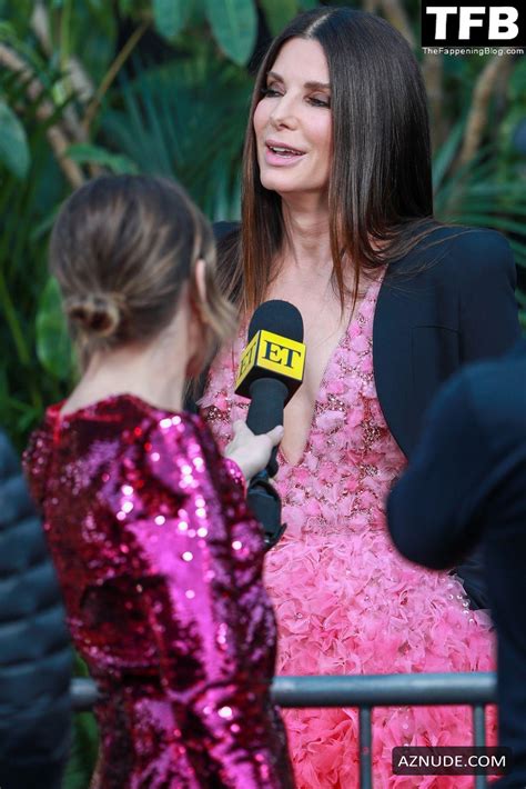Sandra Bullock Sexy Seen Showing Off Her Hot Cleavage In A Pink Gown At The Lost City Premiere