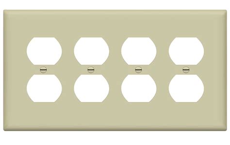 Enerlites 8824m I Quad Duplex Receptacle Four Gang Electrical Outlet Wall Plate Mid Size