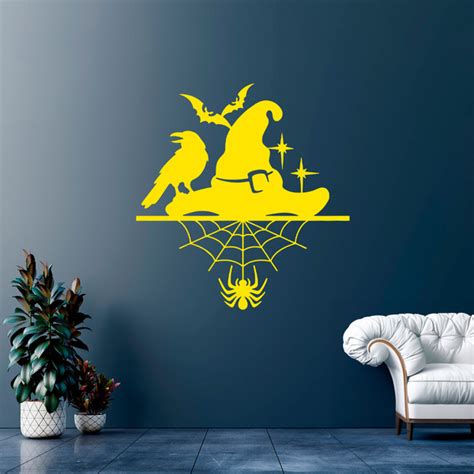 Sticker mural Chapeau araignée corbeau chauve souris