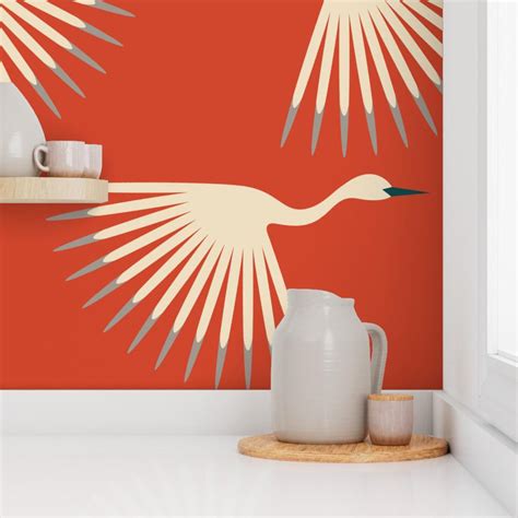 1920s Art Deco Wallpaper - Art Deco Cranes by Katerees - Roaring 20s