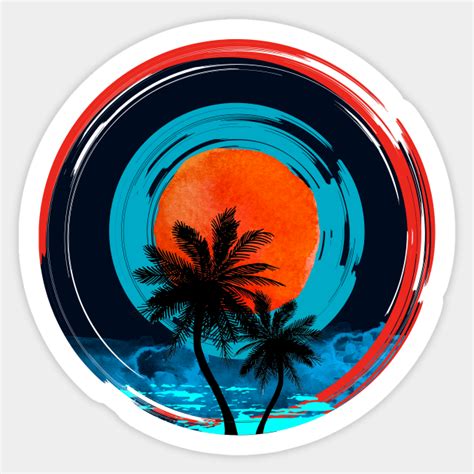 Retro Vintage Beach Sunset Sunset Sticker Teepublic