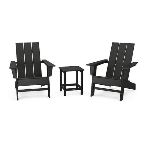 Polywood Grant Park Black Plastic Outdoor Adirondack Chair Plastic 3