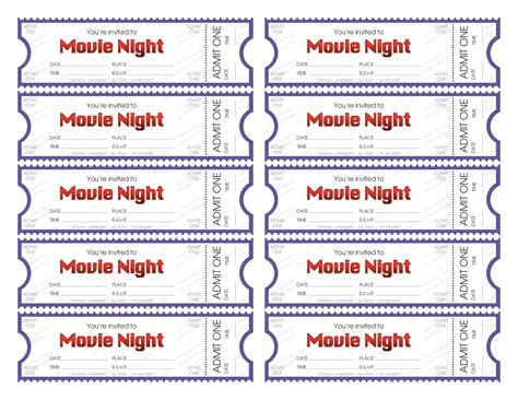 Movie Ticket Printables
