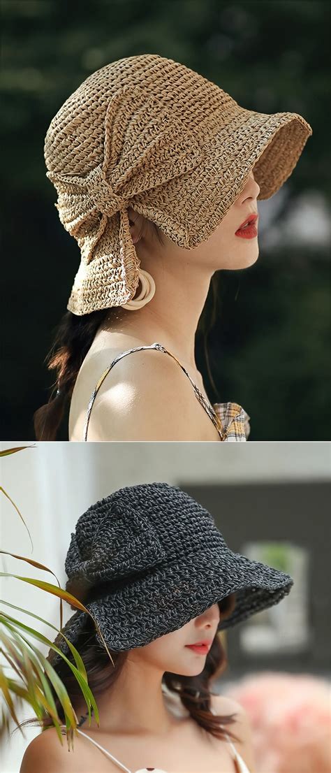 Female Foldable Bowknot Decoration Casual Breathable Small Brim