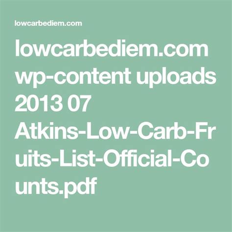 Atkins Low Carb Fruits List