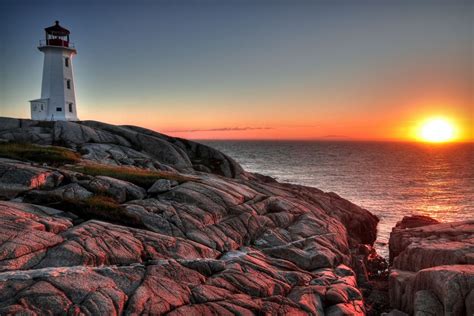 Peggys Cove Sunset Beautiful Lighthouse Sunset Lighthouse