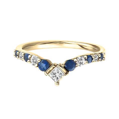 18ct Yellow Gold 0 27ct Diamond And Sapphire Wishbone Eternity Ring