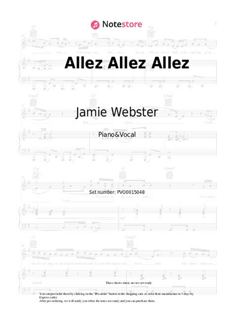 Jamie Webster - Allez Allez Allez sheet music for piano with letters ...