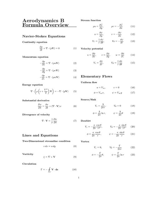 Aerodynamics Formula Overview | PDF | Airfoil | Soft Matter