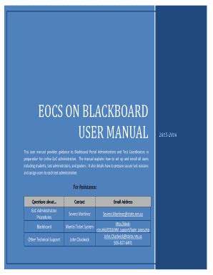 Fillable Online Ped State Nm Eocs On Blackboard User Manual State Of