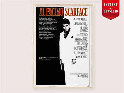 Scarface Movie Posters Download Scarface Film Art Prints Digital Retro