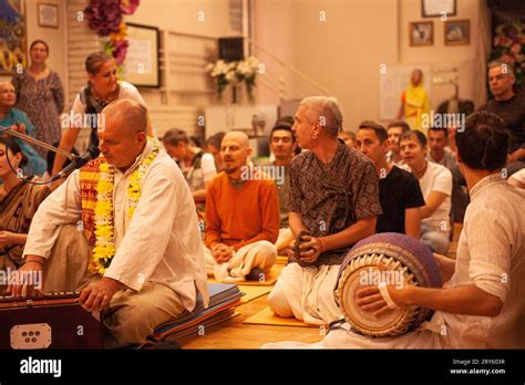 Moscow Russia September 7 2023 Hare Krishna Group Chants In Iskcon