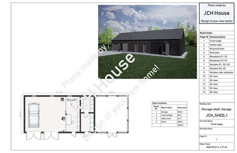 Modern Garage Plan Shed Plan Storage Garden House Loft - Etsy