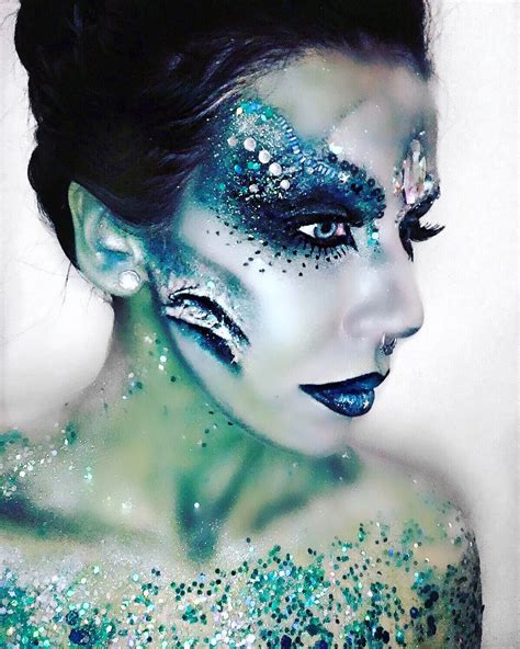 Mermaid Festival Chunky Glitter Makeup With Handmade Headdress From