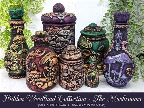 Mushroom Apothecary Jar Woodland Dark Cottagecore Potion Bottle