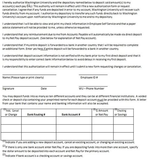 Free Printable Direct Deposit Form Template Word Excel Tmp