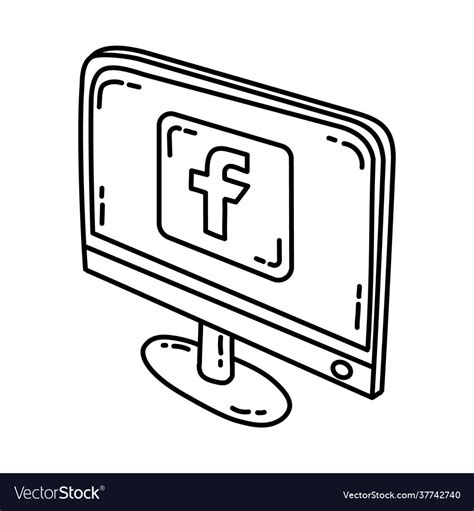 Facebook icon doodle hand drawn or outline icon Vector Image